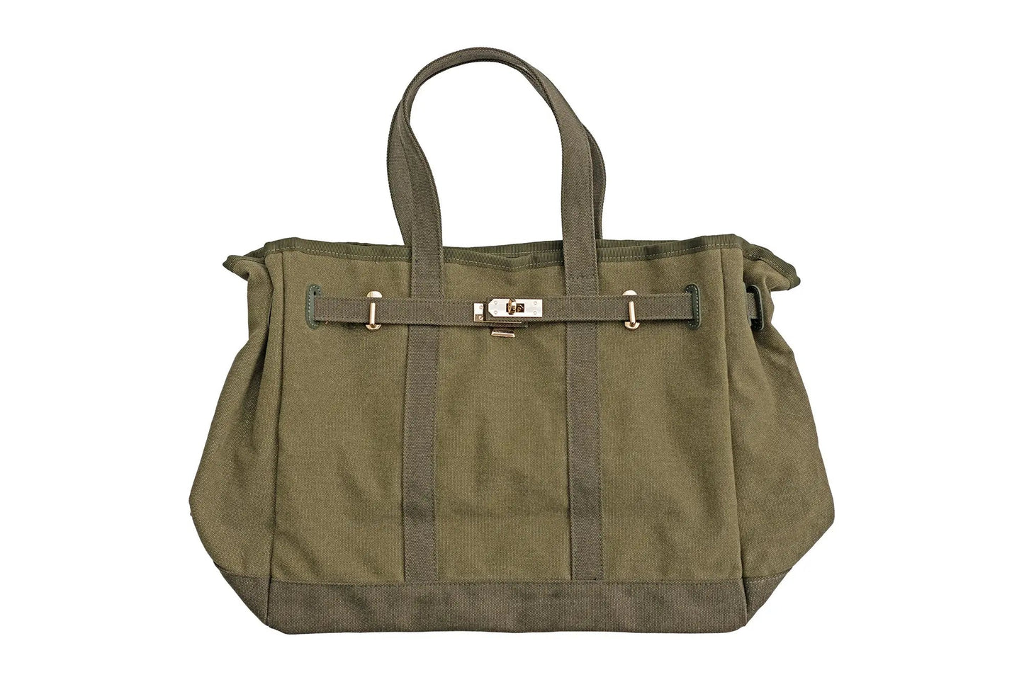 Huntley Equestrian Barnkin Olive Green Canvas Tote Bag with Gold Hardware