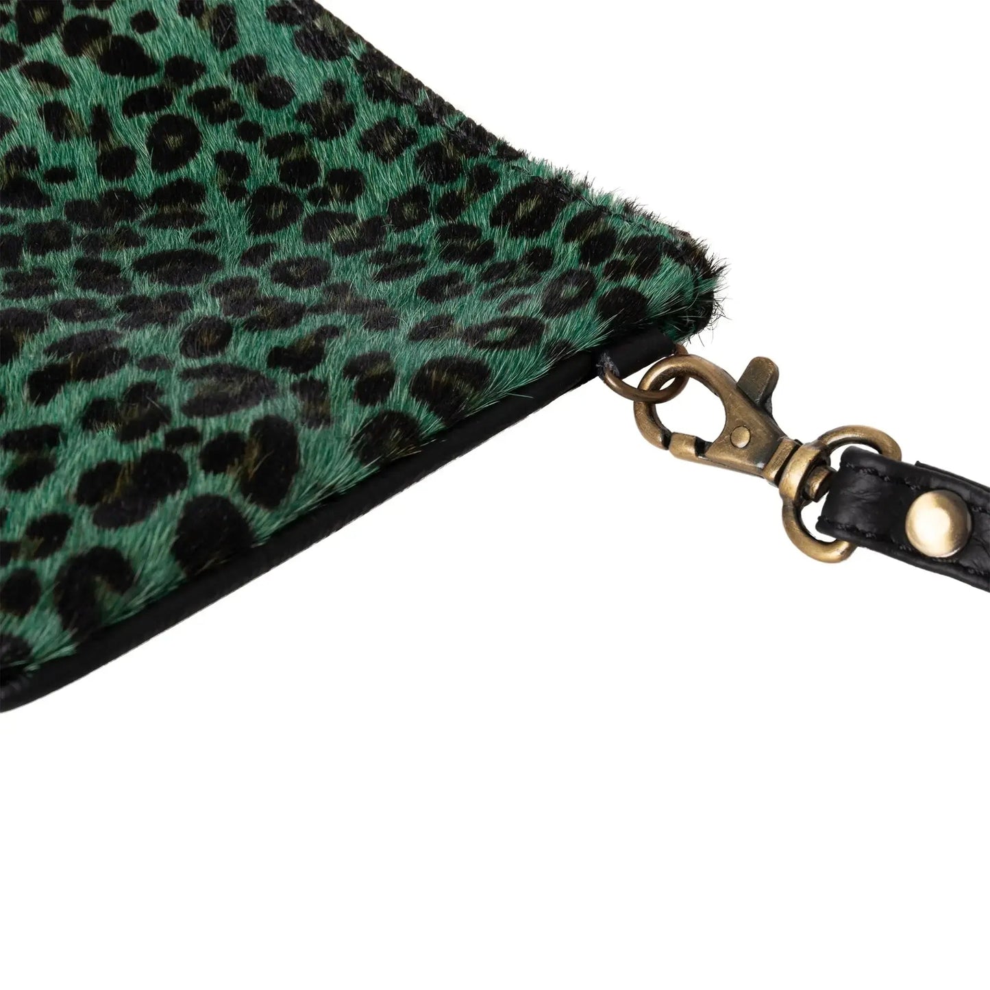 Huntley Equestrian Hair on Hide Leather Wristlet Clutch Wallet Purse, Golden Foil