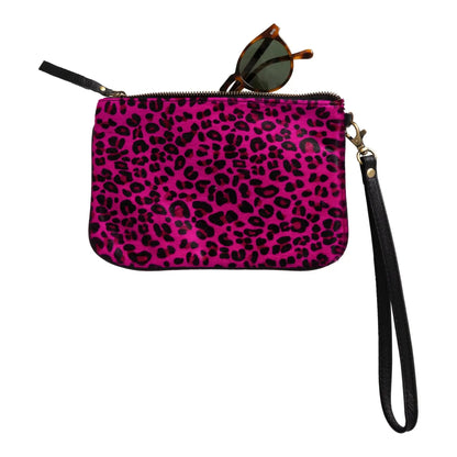 Huntley Equestrian Hair on Hide Leather Wristlet Clutch Wallet Purse, Golden Foil