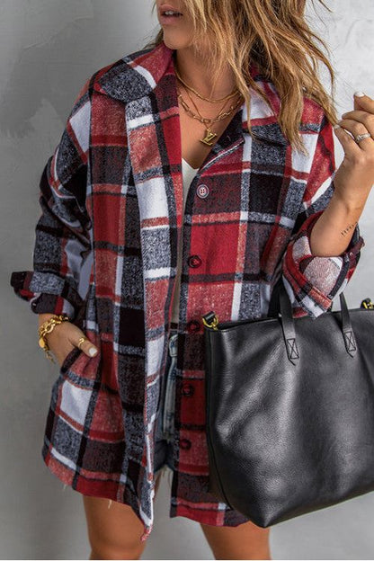 Red White and Blue Plaid Shacket