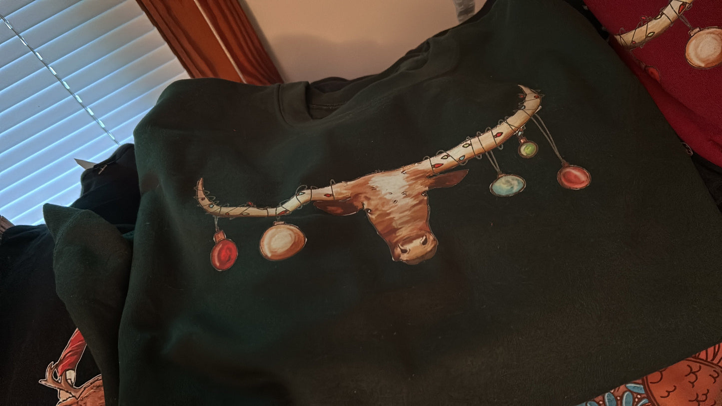 Christmas Longhorn Crewneck