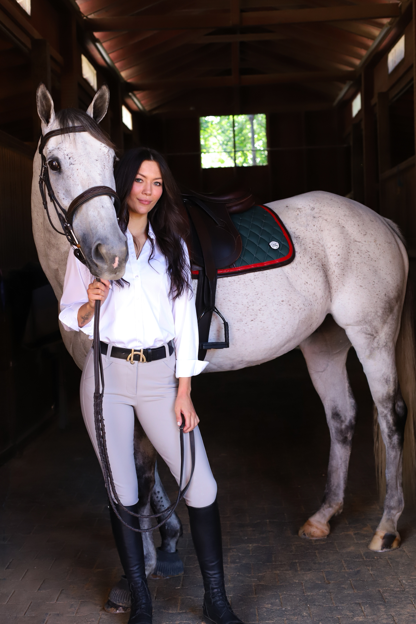 Jump Saddle Pad | Green- Brown & Red