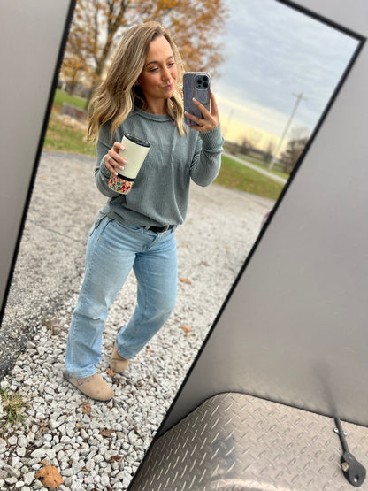 Solid Blush Ribbed Pullover