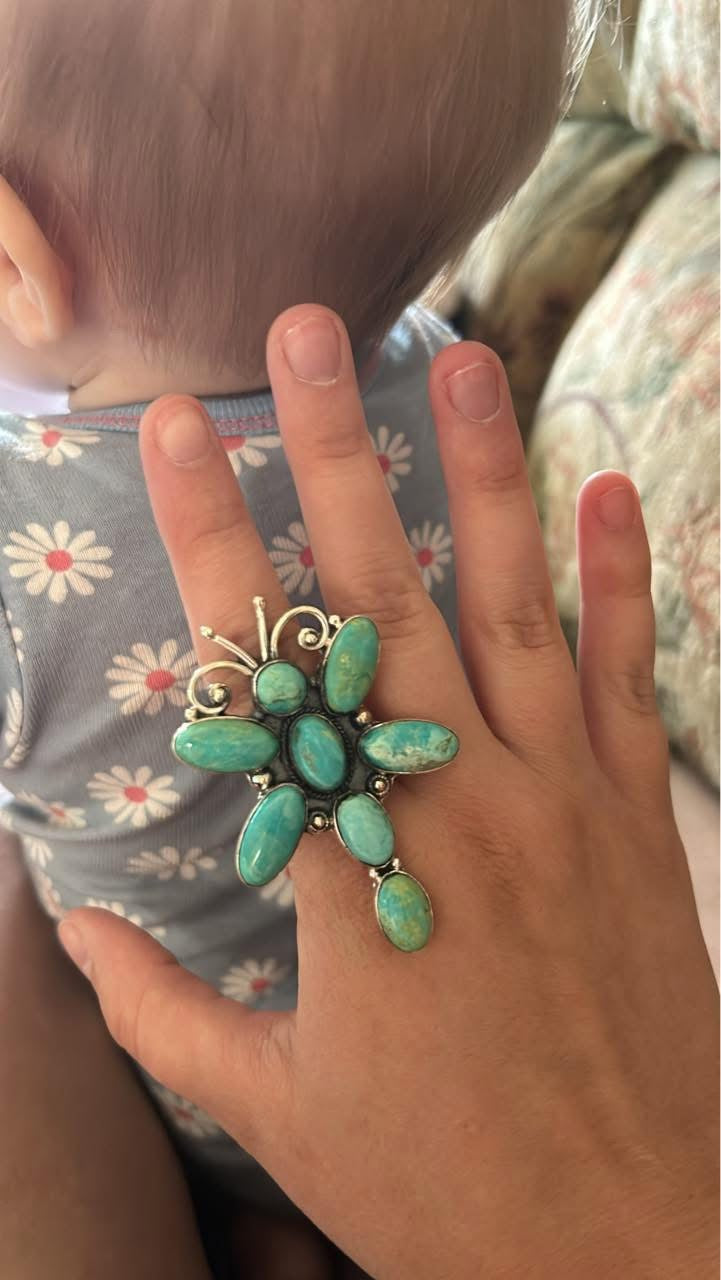Dragonfly Sterling Silver & Turquoise Ring
