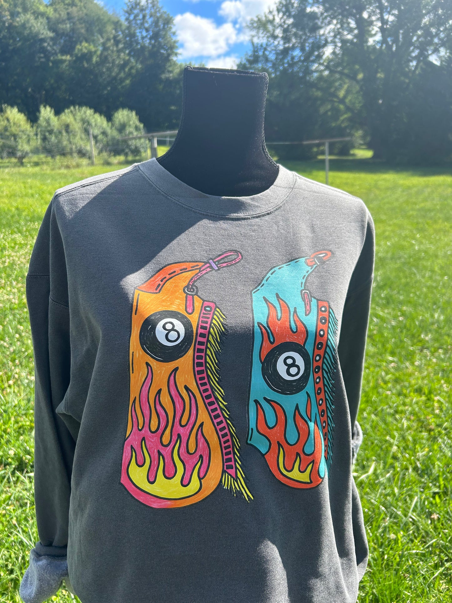 Flaming Eight ball  crewneck CC