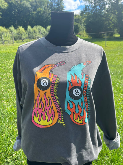 Flaming Eight ball  crewneck CC