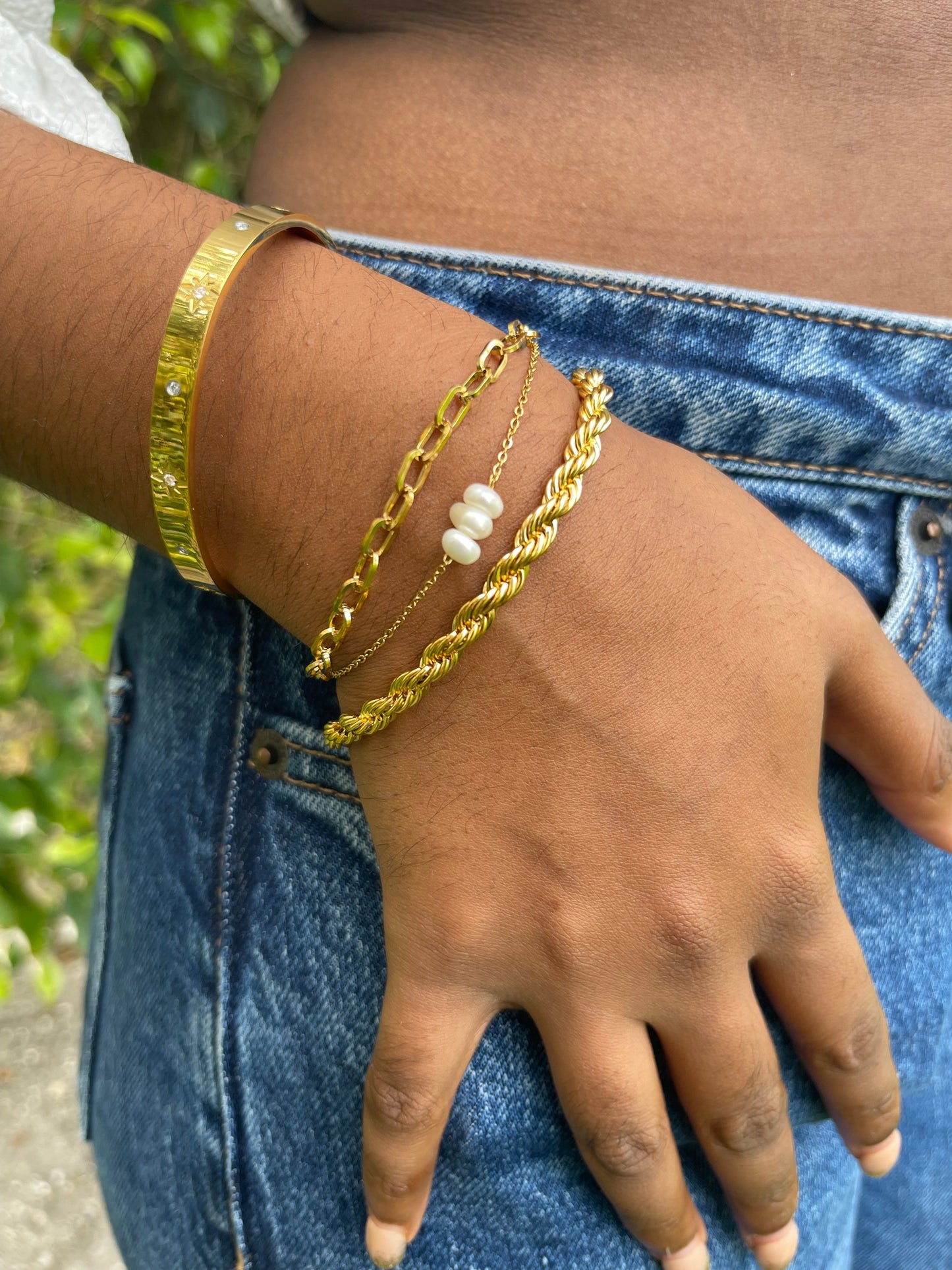 double strand freshwater pearl bracelet