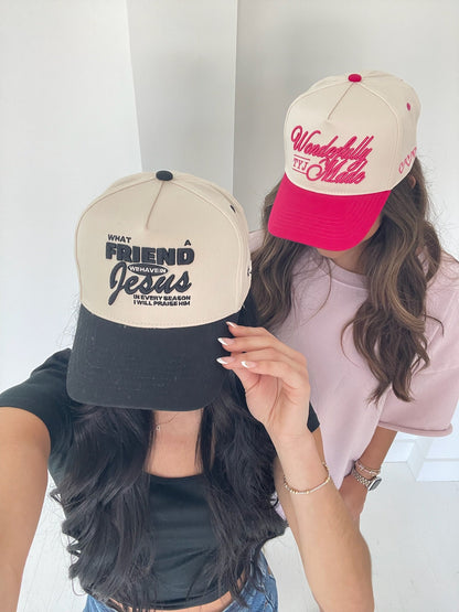 Friend in Jesus - Black Vintage Trucker Hat