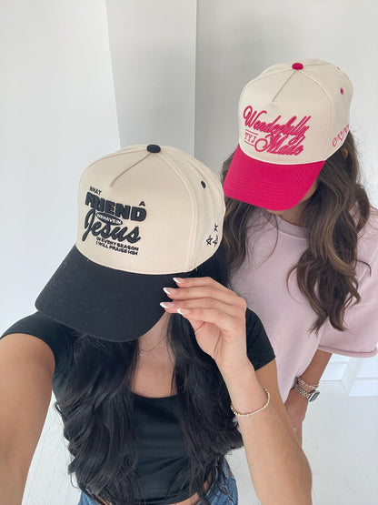 Friend in Jesus - Black Vintage Trucker Hat