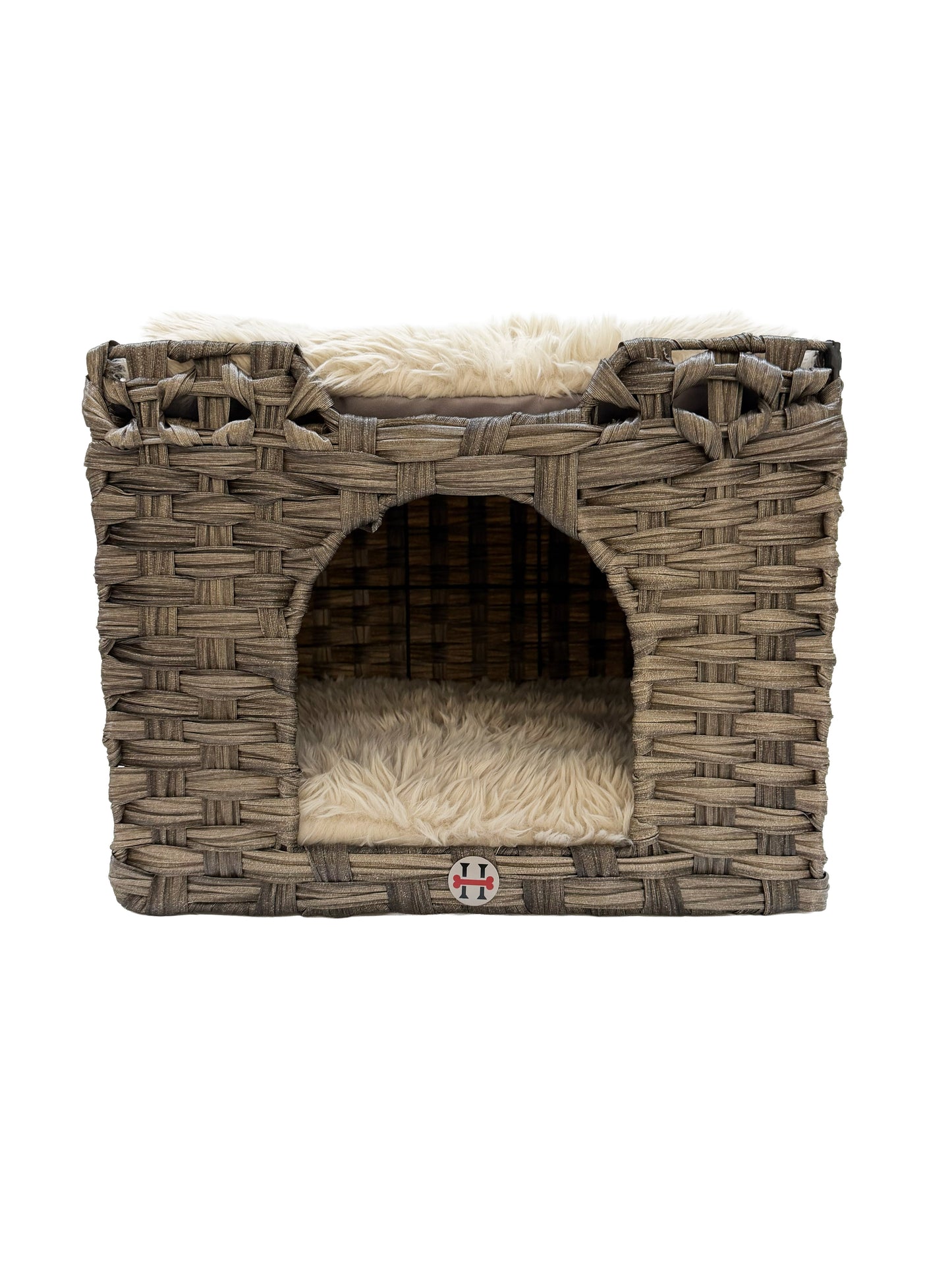 Huntley Pet Cat House, 2 Cushion Bed, Gray