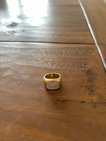 chunky square pearl ring