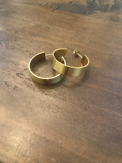 thick matte gold hoop earrings