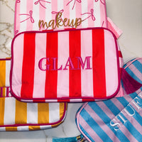 "GLAM" Embroidered Nylon Makeup Bag