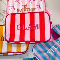 "GLAM" Embroidered Nylon Makeup Bag