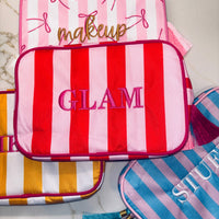"GLAM" Embroidered Nylon Makeup Bag
