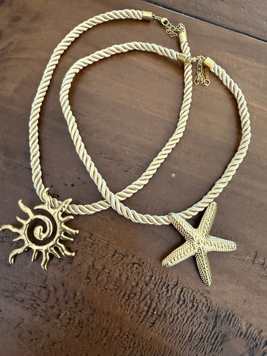 chunky sun and starfish pendants