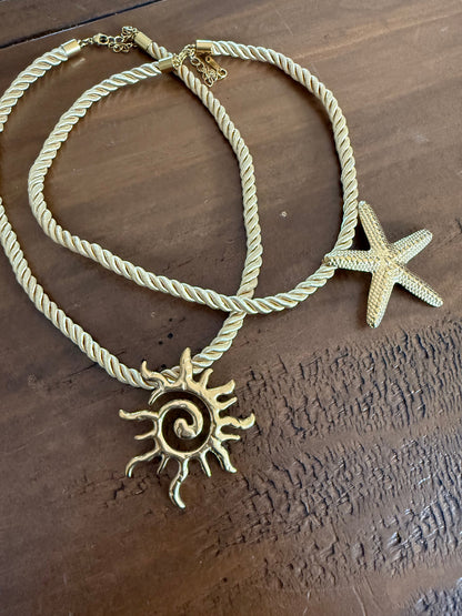 chunky sun and starfish pendants