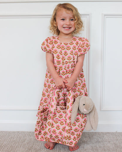 Pink Block Print Tote Bag