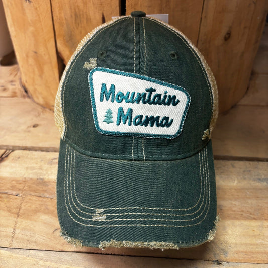 Mountain Mama Distressed Trucker Hat