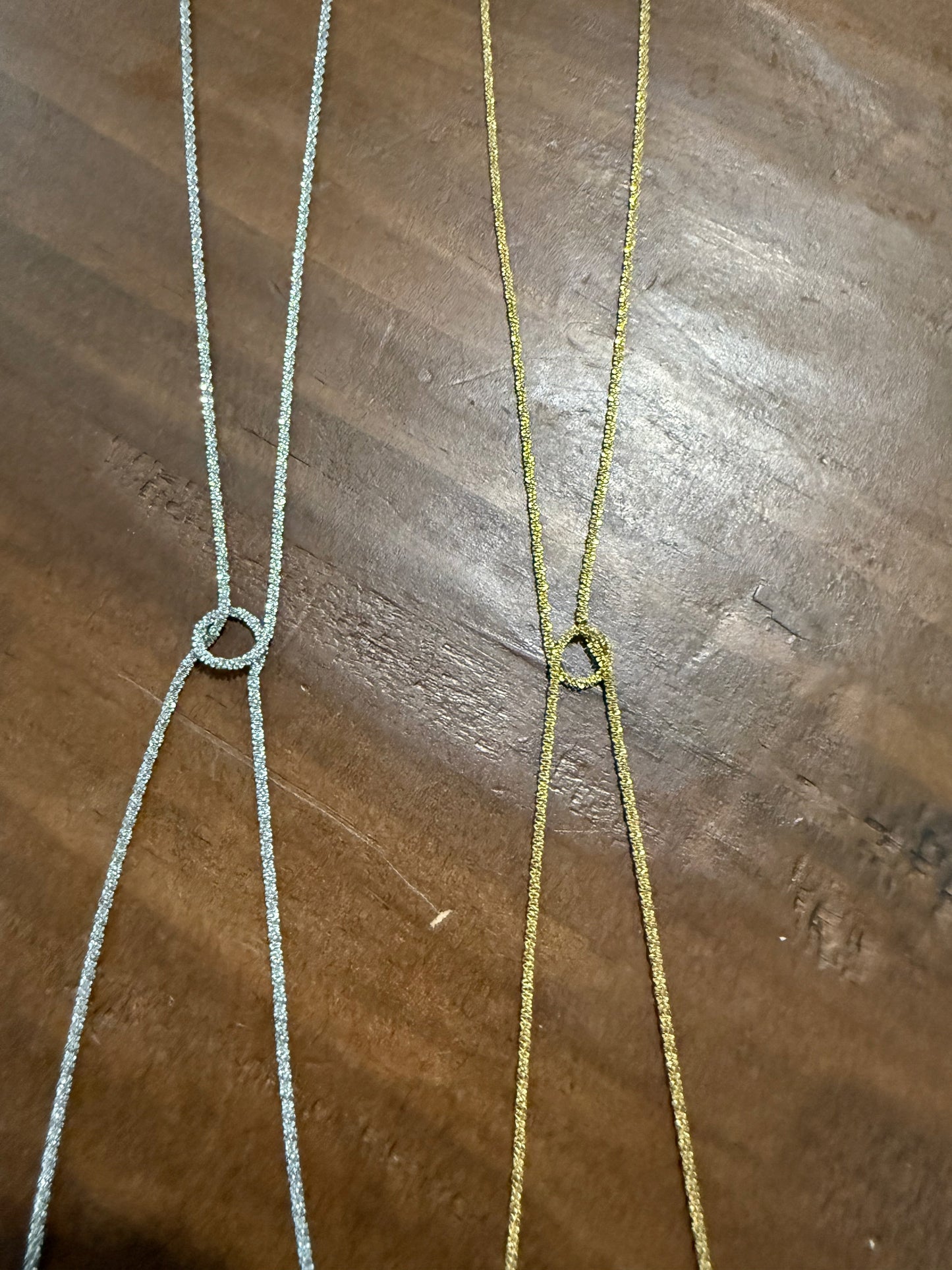 dainty waterproof slip knot/cz lariat