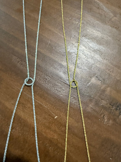 dainty waterproof slip knot/cz lariat