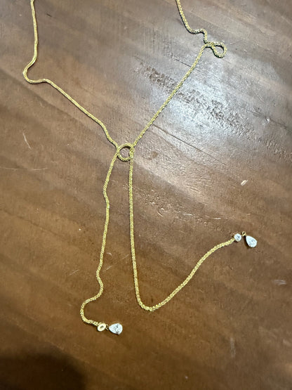dainty waterproof slip knot/cz lariat