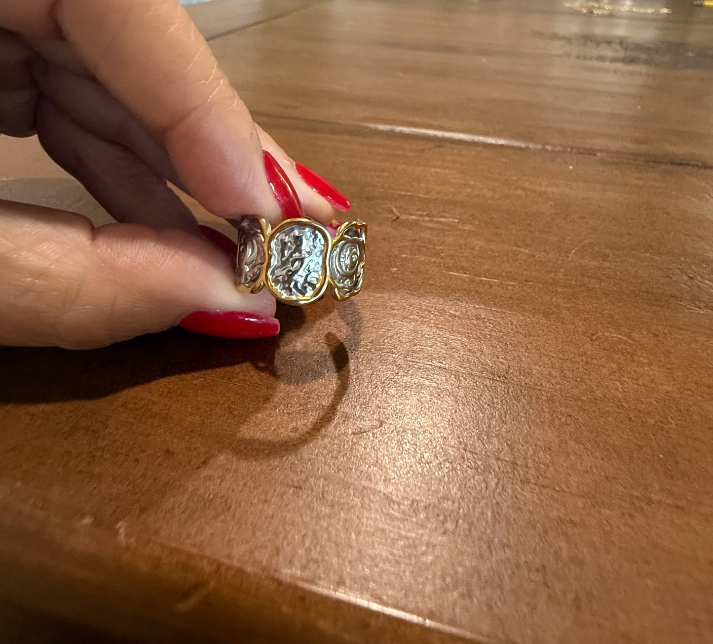 hammered mixed metal waterproof ring