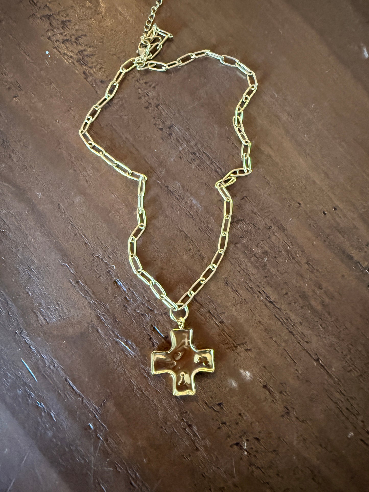 chunky hammered waterproof cross