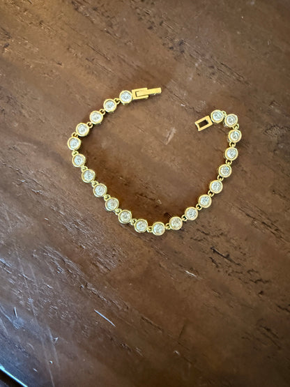 waterproof bezel set cz tennis bracelet