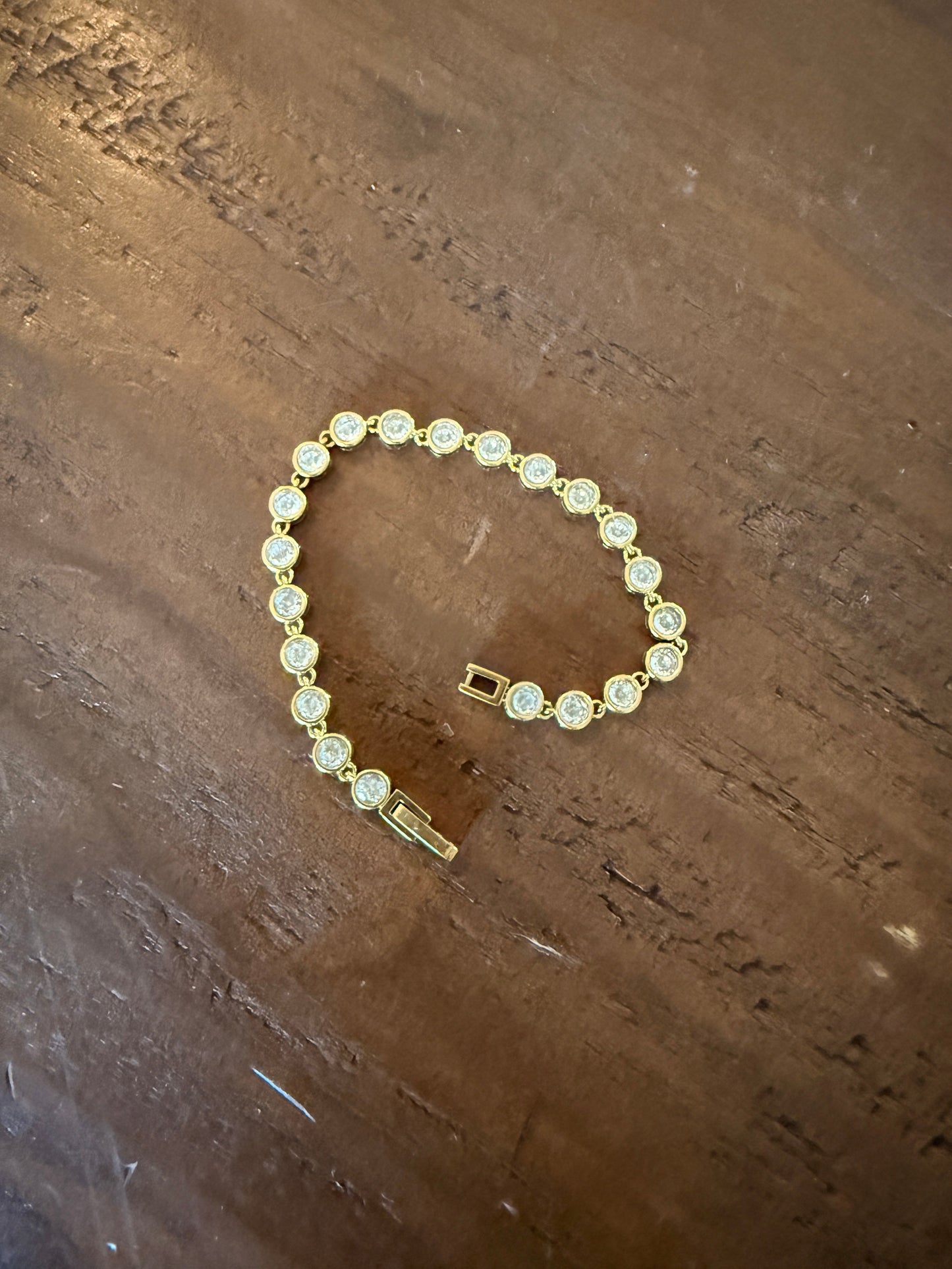 waterproof bezel set cz tennis bracelet
