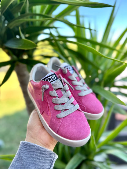 Pink Suede Star Sneakers