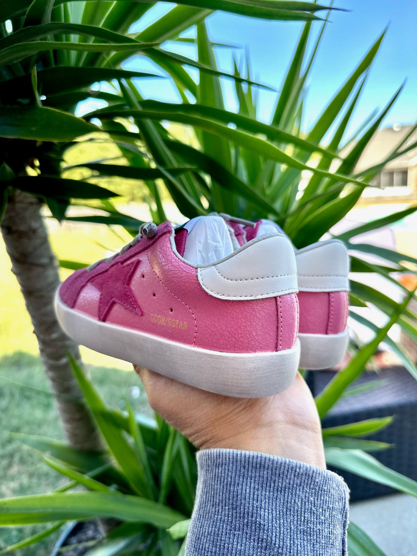 Pink Suede Star Sneakers