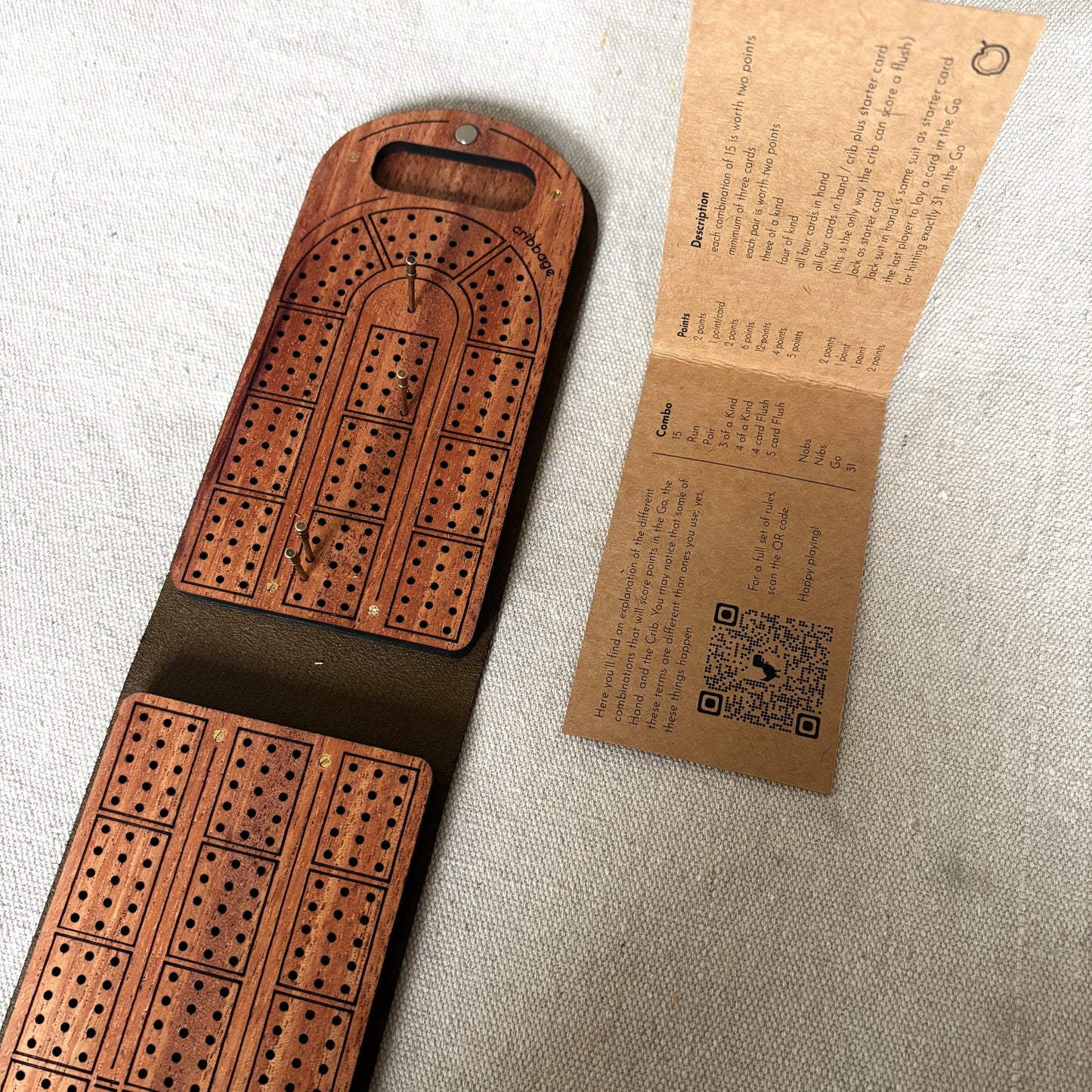 Travel Cribbage Board - Walnut Wood