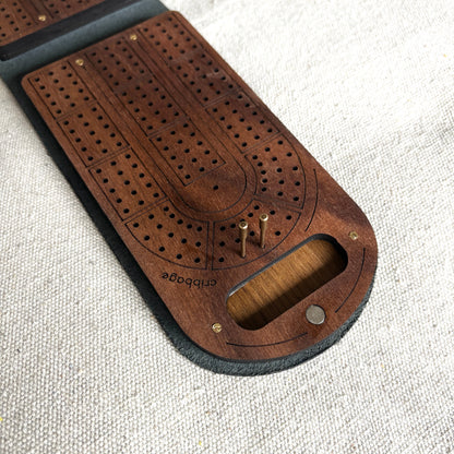 Large Travel Cribbage Board - Mahogany Wood