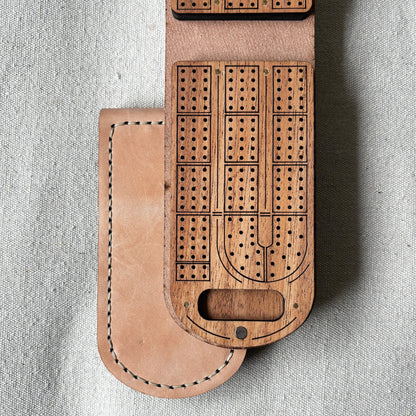Large Travel Cribbage Board - Mahogany Wood