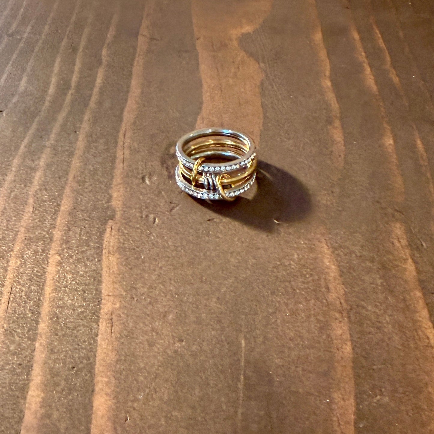 waterproof triple layered cz stacking ring