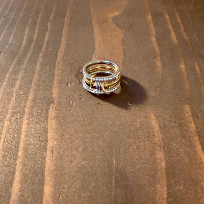 waterproof triple layered cz stacking ring