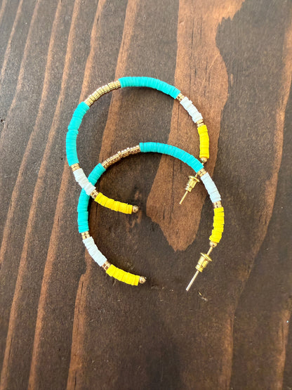 light heishi beaded summer hoops