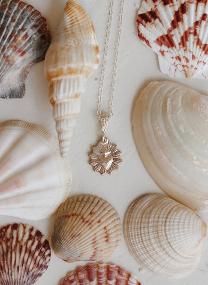 Most Sacred Heart Scalloped Necklace in Silver