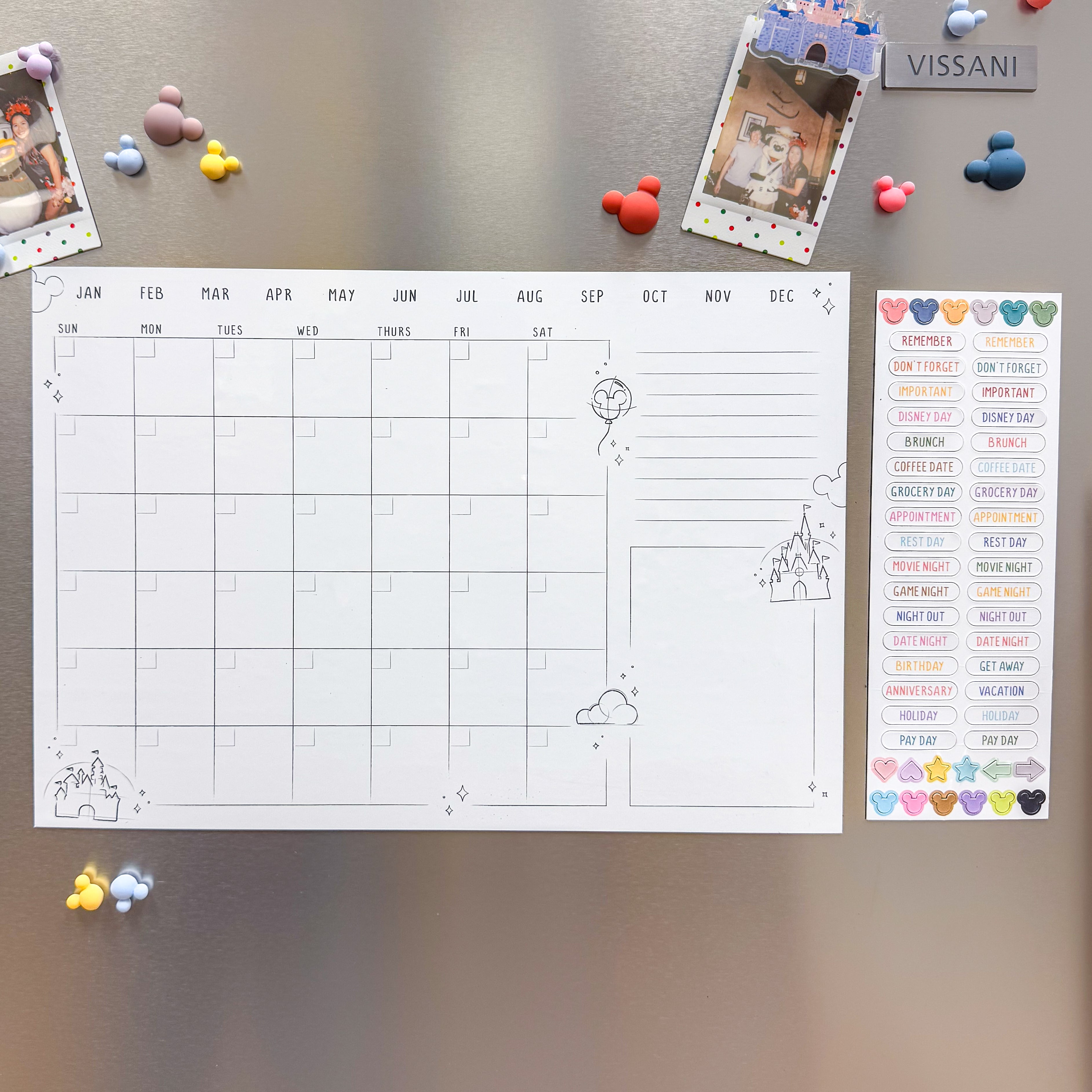 Magnetic Monthly Dry Erase Calendar Set