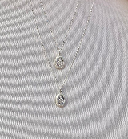 Dainty Miraculous Medal Necklace in Silver