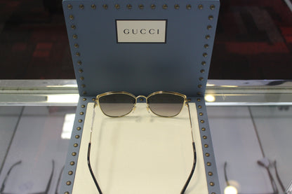 Gucci GG0589SK-001 57 Women’s Sunglasses | Black/Gold Metal Frame | Authentic Luxury
