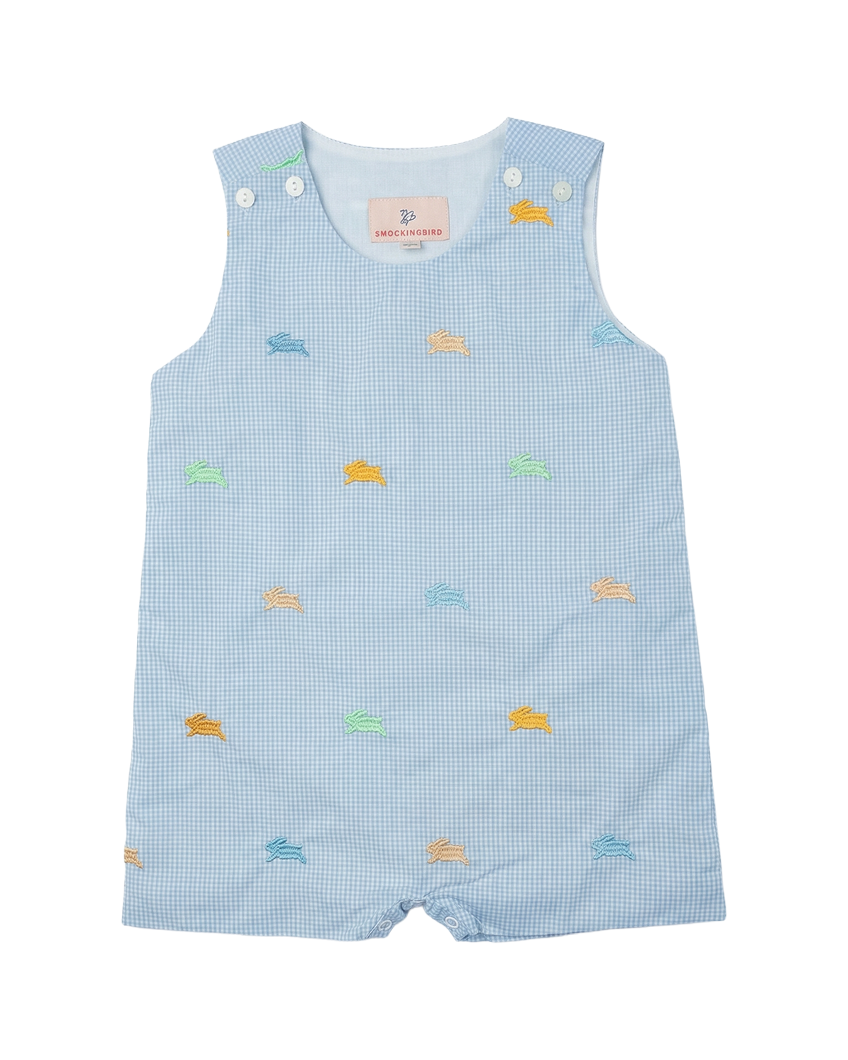 Colorful Bunnies Embroidered Shortall- FINAL SALE