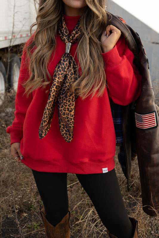 Tilly Red Reversible Oversized Mockneck Crew