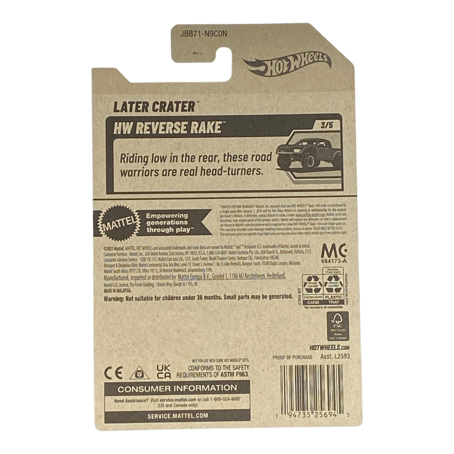 Hot Wheels Later Crater | Reverse Rake Series 3/5