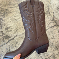 Delaney Embroidered Heeled Mid-Calf Cowgirl Boots