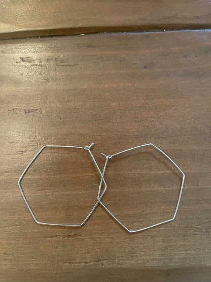 large geometric hexagon hoop earrings