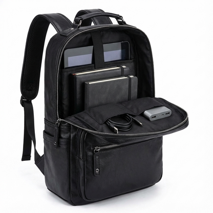 Men’s Leather Backpack – Water-Resistant 17 Laptop Ready