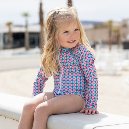 Long Sleeve Rash Guard One Piece Swimsuit (Girls)