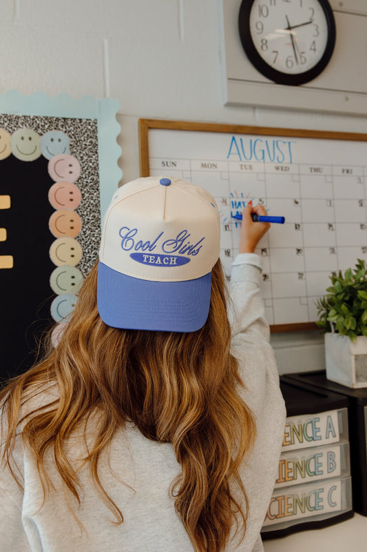 Cool Girls Teach - Periwinkle Vintage Trucker Hat